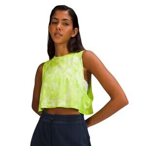 Lululemon Women's All Yours Cropped Cotton Tank Top Lime Tie Dye No Size 2 Neon